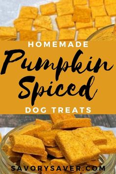 homemade pumpkin spiced dog treats in a jar with the words homemade pumpkin spiced