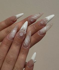 -Message me if you are unsure about the size/length. -We DO NOT accept cancelation for sizing/length problems. -If you're unsure about your measurements, go up on the size because you can always file them down afterward. What is included White Almond Nails With Design, Flower French Nails, White Almond Nails, Nails Gel, Fire Nails, Pretty Acrylic Nails, Dope Nails, Chrome Nails