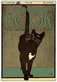 an old book cover with a black cat on it's back and the words john martin's book