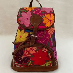 Unique Guatemalan Handmade Backpack. Large And Spacious! Great Quality Work Made By Our Guatemalan Artisans. Casual Floral Embroidered Backpack, Casual Floral Embroidery Backpack, Multicolor Standard Backpack With Removable Pouch, Multicolor Backpack With Removable Pouch, Travel Backpack With Floral Embroidery, Embroidered Rectangular Backpack For Daily Use, Daily Use Embroidered Rectangular Backpack, Everyday Embroidered Backpack, Embroidered Standard Backpack For Everyday Use