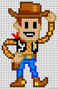 Woody Toy Story Cross Stitch, Toy Story Cross Stitch Patterns, Toy Story Perler Bead Patterns, Minecraft Toys, Stitch Picture