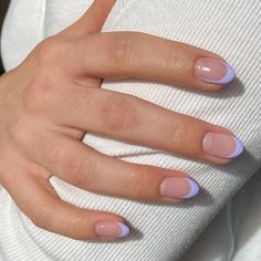 Small French Tip Nails Oval, French Manicure Spring Nails, Short French Tip Nails, Unghie Sfumate, French Manicure Nails, Lavender Nails, Subtle Nails, Summery Nails, Casual Nails