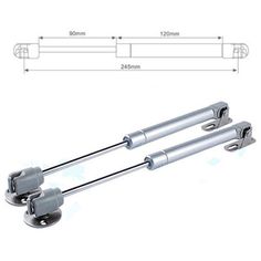 two metal rollers are shown with the measurements for each rod and one is in different positions