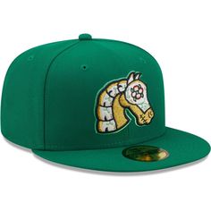 Gear up for the Copa De La Diversion with this Caballeros de Charlotte 59FIFTY hat. This New Era cap features bold embroidered graphics, multi-color design and contrast undervisor. Cheer on the Caballeros de Charlotte as they take the field in their "Fun Cup" gear with this unique cap. Imported Surface washable High Crown Material: 100% Polyester Officially licensed Brand: New Era Six panels with eyelets Structured fit Flat bill with ability to curve Embroidered graphics with raised details Fitt Green Baseball Cap For Fan Gear, Casual Green Fitted Hat With Short Brim, Green Casual Fitted Hat With Short Brim, Green Fitted Hat With Short Brim, 59fifty Hats, Minor League Baseball, New Era Cap, Fun Cup, New Era 59fifty