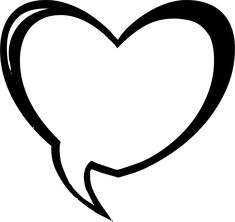 a black and white drawing of a heart with an empty speech bubble in the middle