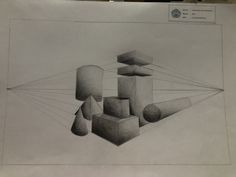 a drawing of several cubes and balls on paper