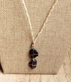 Pendant Necklace Black Raw Stones Rocks Copper Wire Wrapped Handmade Jewelry for Men Women Fathers Day Mothers Day Gifts Yours, Occasionally Hair Gift, Handmade Gifts For Her, Jewelry For Men, Stone Pendant Necklace, Necklace Black, Raw Stone, Stone Rocks, Wire Wrapped Pendant