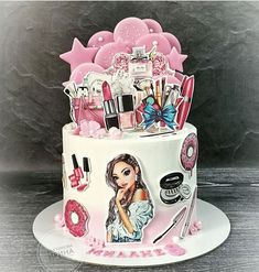 a birthday cake with an image of a woman on it