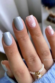 Short Winter Nails, December Nails, Milky Nails, January Nails, Short Gel Nails, Winter Nails Acrylic, Cute Christmas Nails, Christmas Nails Easy, Christmas Gel Nails