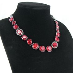 Simply Vera Necklace Dark Silver-Tone Red Rhinestones 17" - 20" Thank You For Looking! Ruby Necklaces With Sparkling Stones For Party, Party Ruby Necklaces With Sparkling Stones, Party Ruby Necklace With Sparkling Stones, Valentine's Day Party Necklace With Sparkling Stones, Elegant Red Rhinestone Necklaces, Red Rhinestone Necklace For Gift, Red Rhinestone Necklace For Party, Red Rhinestone Party Necklaces, Red Sparkling Stones Necklace For Formal Occasions