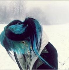 Blue Hair, The Snow, You Never, Tumblr, Hair, Blue, Black, Art