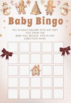 a baby shower game with gingerbreads on it