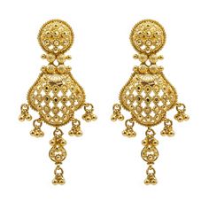 Luxury Festive Yellow Gold Danglers, Luxury Yellow Gold Danglers For Diwali, Dreamcatcher Design, Dolphin Jewelry, 22k Gold Jewelry, Chandbali Earrings, Jhumki Earrings, Yellow Gold Earrings, Gold Bead Necklace