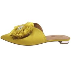 Nwob Aquazzura Crystal Embellishment Mustard Yellow Satin Pointed-Toe Mules Size 38 Coral Flats, Aquazzura Heels, Bow Mules, Aquazzura Shoes, Heeled Mule, Embellished Heels, Yellow Satin, Suede Mules, Leather Sandals Flat