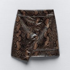 Nwt Zara Faux Leather Animal Snake Print Mini Skirt Size S Skirt With A High Waist. Unfinished Asymmetric Hem. Side Hidden In-Seam Zip Closure. Brown | 8372/285 Brown Faux Leather Mini Skirt For Party, Party Faux Leather Brown Mini Skirt, Chic Brown Zara Skirt, Zara Brown Skirt For Fall, Fitted Brown Zara Skirt, Zara Lined Brown Skirt, Zara Brown Lined Skirt, Zara Brown Mini Skirt, Zara Brown Mini Skirt For Spring