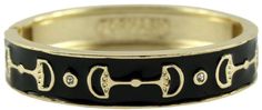 - Enamel bangle with horse bit detail - 2 & 3/8" diameter - 1/2" wide - Hinged closure - Great for layering or stacking Gold Cup, Enamel Bangle, Horse Bits, The Gold, Country Club, Dog Bowls, Cuff Bracelets, Layering, Bangles