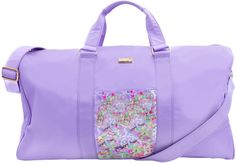 PRICES MAY VARY. QUALITY MATERIALS. This weekender bag is ready to go wherever you are! The lavender nylon bag has a lined interior to protect your items and a vinyl pocket filled with confetti for small items. The gold hardware is high quality and stylish. The adjustable shoulder strap for easy carrying ready for your adventures! LARGE CAPACITY. This duffle bag has the dimensions of 22.25 in x 8 in x 14.75 that is deep and spacious. Carries everything you need for a weekend trip comfortably. CO Luggage For Women, Travel Duffel, Bag Cute, At The Gym, Party Packs, Nylon Bag, Weekender Bag, The Gym, Travel Luggage