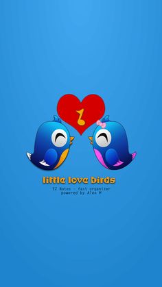 two blue birds with red hearts on green background