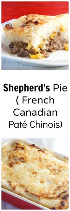 there are two pictures of shepherd's pie and french canadian parsnips