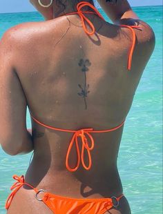 #explorepage #tattoo Caribbean Inspired Tattoos, Insert Here Tattoo, Ephemeral Tattoo, Small Girly Tattoos, Small Pretty Tattoos, Writing Tattoos, Spine Tattoos For Women