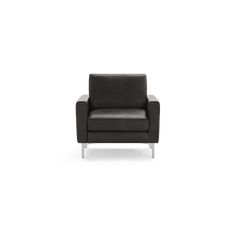 a black leather chair on a white background