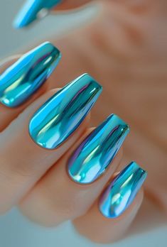 #uñas #nails Chrome Nails Ombre, Chrome Nail Designs, Ombre Chrome Nails, Chrome Designs