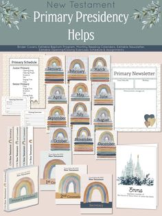 the new testament primary bible study kit includes an image of a rainbow, church steeple and