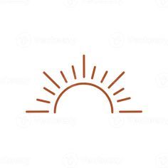 the sun is shining down on it's horizon line art logo design, minimalist illustration