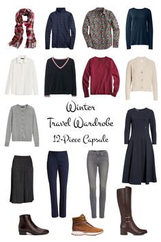 A 12-piece travel capsule wardrobe for winter. Tips for building your winter travel wardrobe. A neutral travel capsule wardrobe for winter. Beauty Tips And Tricks, Silk Tee, Wardrobe Capsule, Winter Capsule, Winter Capsule Wardrobe