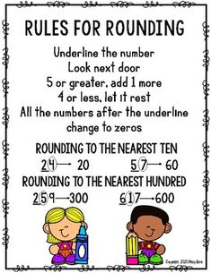 rules for rounding numbers to the nearest ten with two children sitting on top of each other