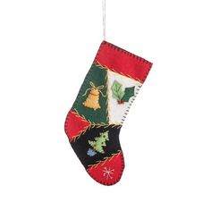 a christmas stocking hanging from a string