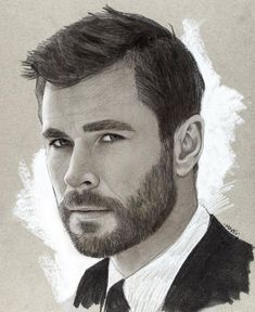 a pencil drawing of a man with a beard