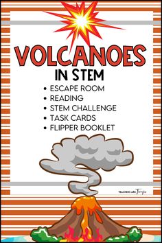 Volcanoes resource round-up- This post features a Volcanoes Escape, Volcanoes reading passages, a flip booklet, and a Volcanoes STEM Challenge. Perfect for volcanoes Week! Volcano Activities