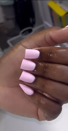 Lavender Nails Black Women, Stiletto And Square Nails Together, Square Nails With Stiletto Pinky, Plain Acrylic Nails, Nail Inspo Pink, Overlay Nails, Plain Nails, Hard Nails, Colored Acrylic Nails