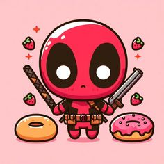 Deadpool art created by AI. Prompt used: "Deadpool, cute style hand drawing kawaii" Deadpool And Wolverine Cute Drawing, Deadpool Painting, Chibi Deadpool, Taco Cartoon, Deadpool Images