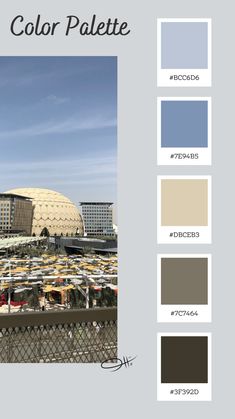 the color palette has been changed to be blue, brown, and white with an image of a large building in the background