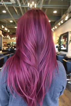 Bright Red Hair Color Ideas, Berry Hair Color, Bright Red Highlights, Berry Hair, Red Hair Color Ideas, Pink Dye, Purple Dye, Bright Red Hair