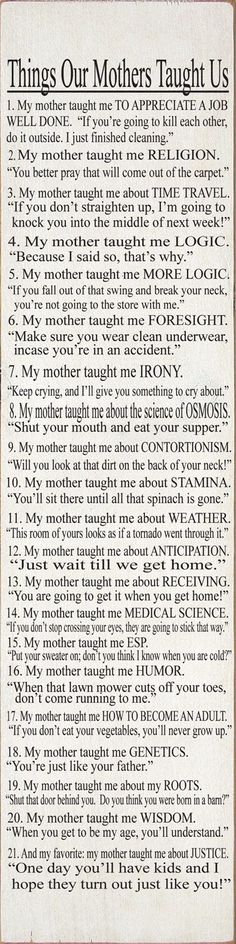 an old newspaper page with the words things our mothers taught us