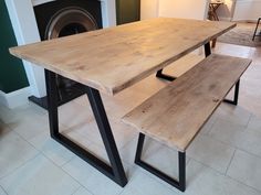 DIY scaffold board dining table and bench Scaffold Board Table, Breakfast Nook Furniture, Dining Table And Bench, Dining Table Bench, Electric Planer, Simple Dining Table, Board Table, Scaffold Boards, Diy Dining Table