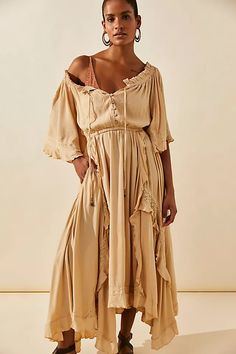 Beach Bliss Maxi Dress | Free People 40 Dress, Tan Dresses, Layered Skirt, Crochet Trim, Shop Maxi Dresses, Free People Dress, Spring Dresses, Skirt Length, Boho Outfits