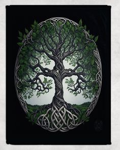 the tree of life is surrounded by celtic knots