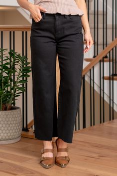 KanCan Jeans These on-trend jeans feature a flattering high rise and a stylish wide leg that adds a touch of modern flair to your look. The cropped length is perfect for showcasing your favorite footwear. Elevate your style with the Bridget jeans, offering both comfort and fashion-forward design for a standout and versatile addition to your collection. Color: Black Cut: FIT, 26.5" Inseam* Rise:-Rise, 10.5" Front Rise* Material: Cotton 94.8%, T-400 4%, Spandex 1.2% Stitching: Classic Fly: Zipper Trend Jeans, Kancan Jeans, Los Angeles Usa, Jean Trends, Walk This Way, Touch Of Modern, Trend Setter, Sundress, Perfect Pair