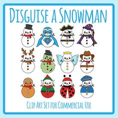 a snowman clip art set for commercial use