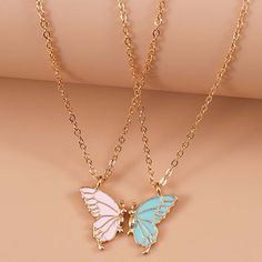 Butterfly Necklaces, Bff Bracelets, Pretty Jewelry Necklaces, Sister Jewelry