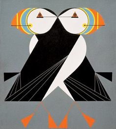 an illustration of two birds sitting next to each other on top of a gray background