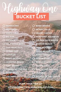 an image of the highway one bucket list