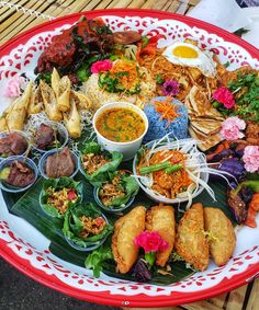 a platter filled with different types of food