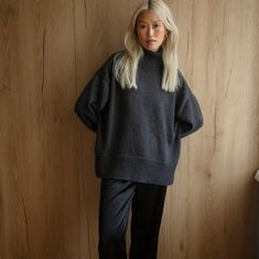 Merino sheep wool turtleneck sweater for women, minimal grey woolen oversized pullover, high neck knitted graphite jumper by HAIUKRAINE on Etsy Winter Inspo Outfits, Turtleneck Women, High Neck Pullover, Knit Accessories, Accessories Aesthetic, Wool Accessories, Wool Turtleneck Sweater, Merino Sheep, Oversized Turtleneck Sweater