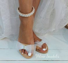 SHIPPING via DHL EXPRESS WORLDWIDE: 1 - 4 business days delivery (Please fill in your phone number if you choose Express Shipping) ★ More wedding sandals and shoes: See my store: https://www.etsy.com/shop/PelinoSandals 💓 Handmade genuine Greek leather wedding sandals decorated with romantic lace or crystals,pearls,rhinestones ( all the embellishments are hand sewn onto the leather straps) for brides dreaming of a beach wedding, a Bachelor party or even a city wedding. I am here to create with y Elegant Round Toe Wedding Shoes For Beach Wedding, Elegant Round Toe Beach Wedding Shoes, Spring Beach Wedding Shoes With Round Toe, Spring Beach Wedding Shoes Open Toe, Spring Beach Wedding Open Toe Shoes, Spring Open Toe Beach Wedding Shoes, Summer Wedding Sandals With Round Toe, Bridal Shower Open Toe Sandals For Summer, Summer Bridal Shower Sandals With Round Toe