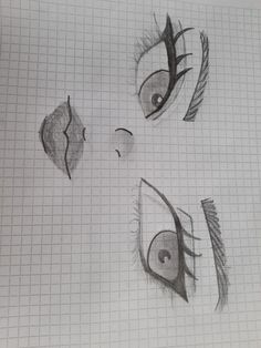 three different types of eyes drawn in graph paper